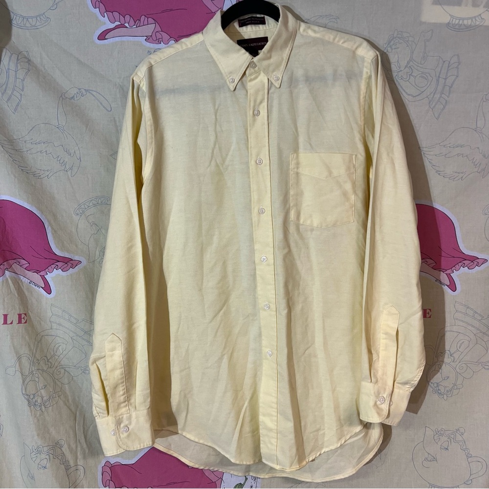 Vintage Ralph Lauren Light Yellow Casual Button-Down Shirt